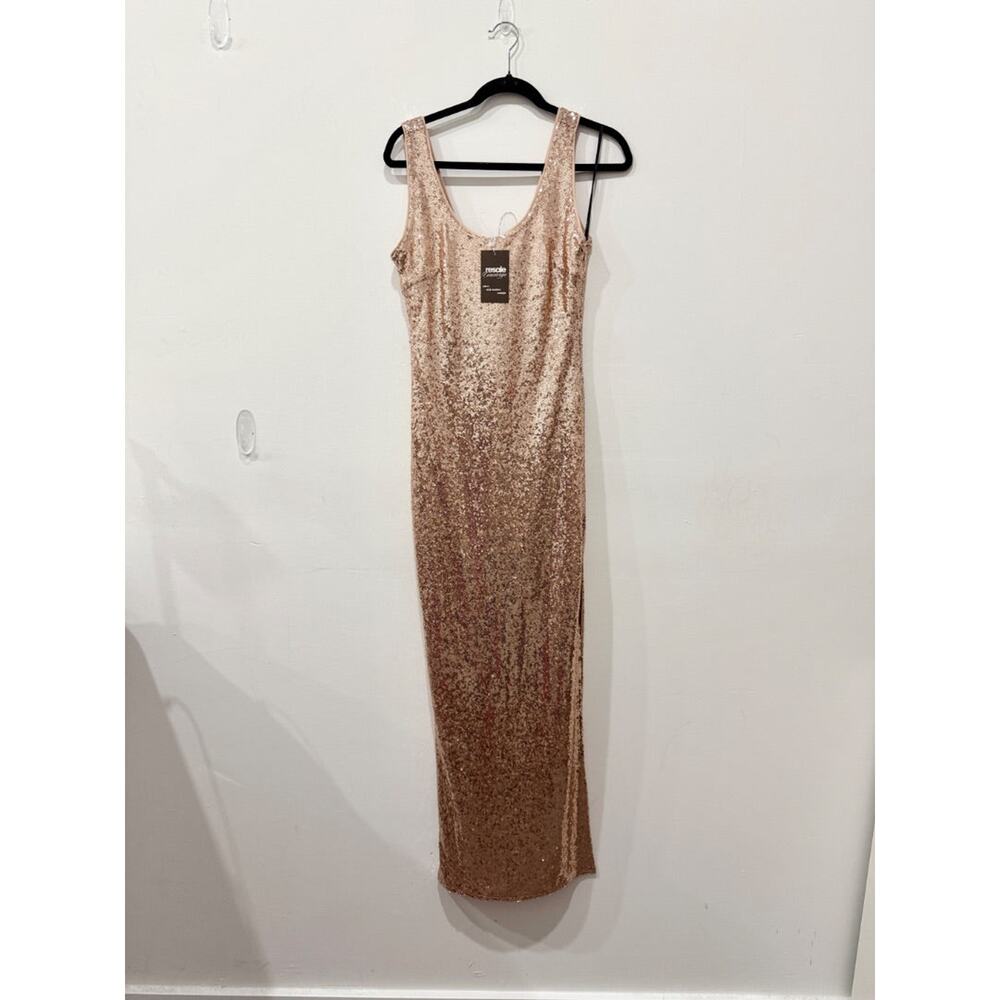 Forever 21 Embellished Sequins Sleeveless Maxi Tank Dress Rose Gold Women's M